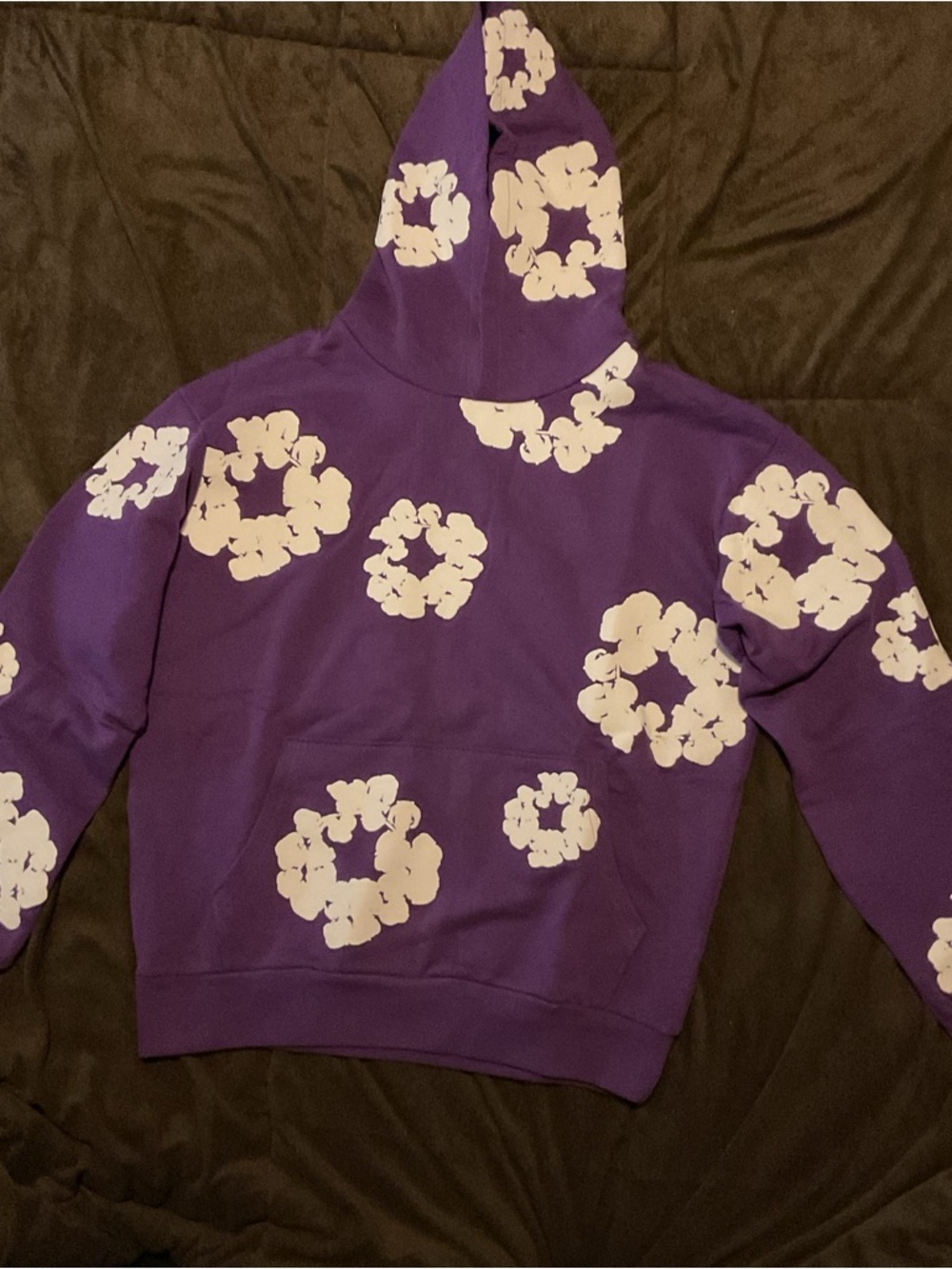 Size Medium Denim Tears Purple Hoodie with White Floral Motif